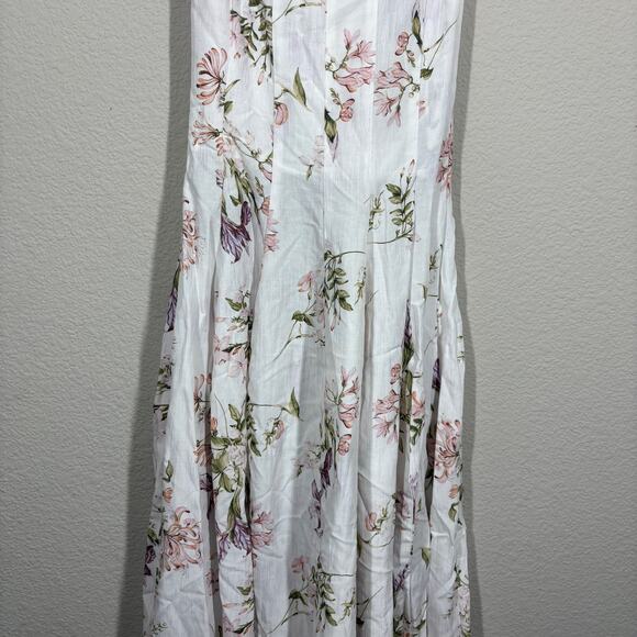 H&M Brock Collection XS Maxi Summer Dress White Floral Linen Blend Sleeveless - Picture 5 of 12